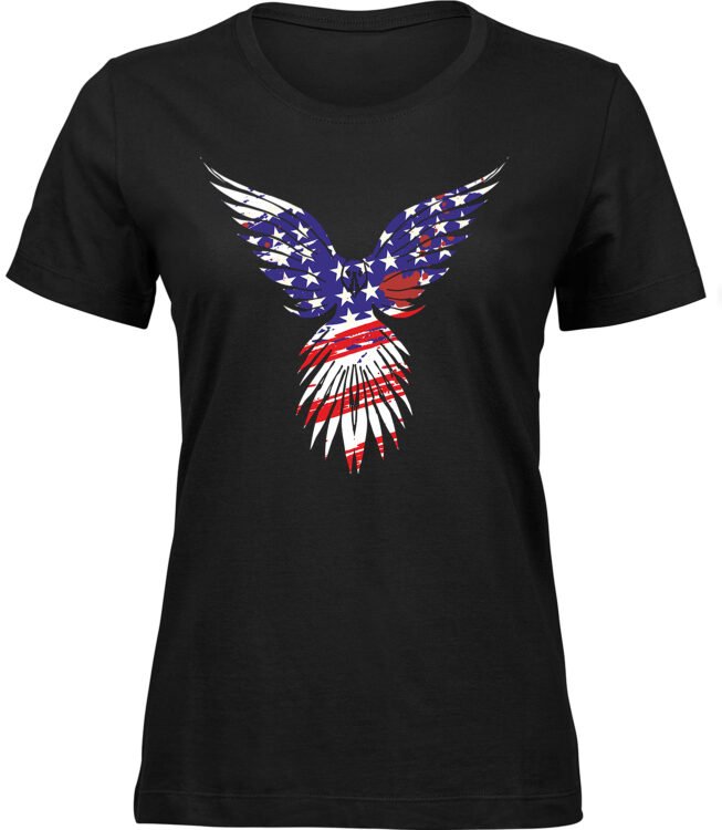 Frauen Schwarz T-shirt STERNEN ADLER