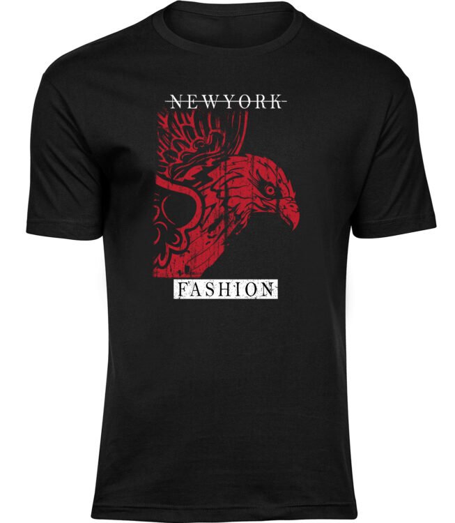 Herren Männer Schwarz T-shirt NEWYORK FASHION