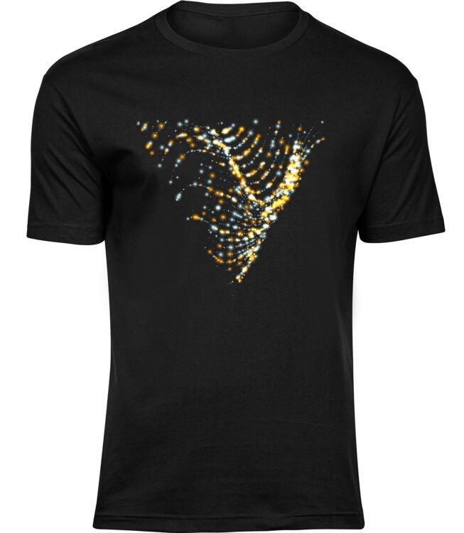 Herren Männer Schwarz T-shirt GLÄNZENDE WELLEN