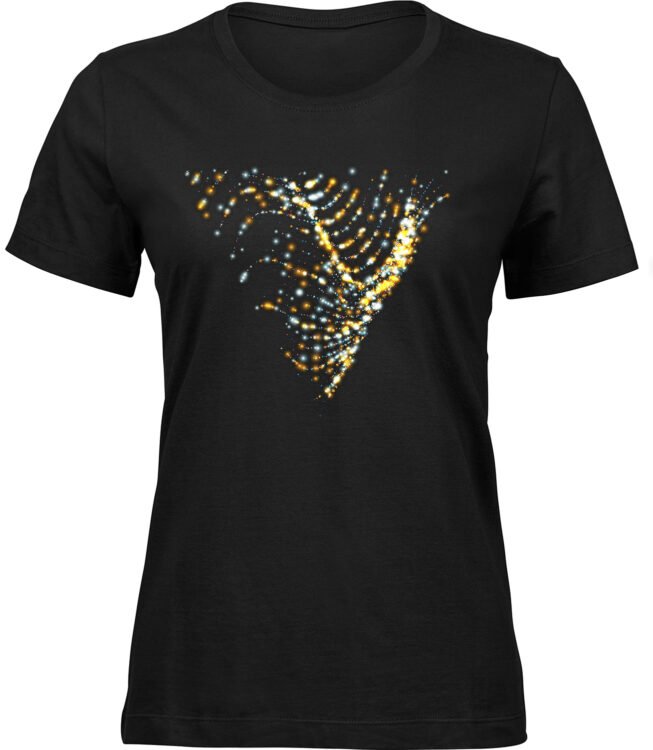 Frauen Schwarz T-shirt GLÄNZENDE WELLEN