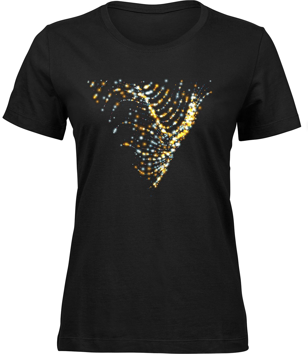 B-320 wb Frauen Schwarz T-shirt GLÄNZENDE WELLEN