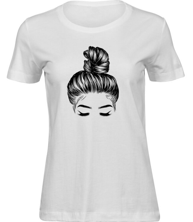 Frauen Weiss T-shirt FREIZEIT FRISUR