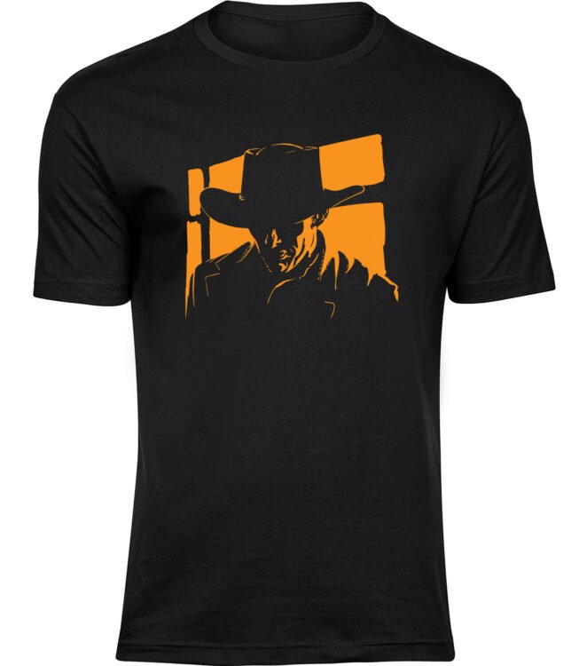 Herren Männer Schwarz T-shirt COWBOY-BILD