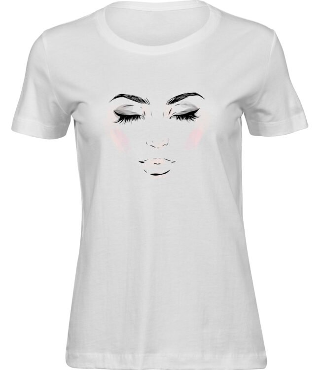 Frauen Weiss T-shirt GESCHLOSSENE AUGEN