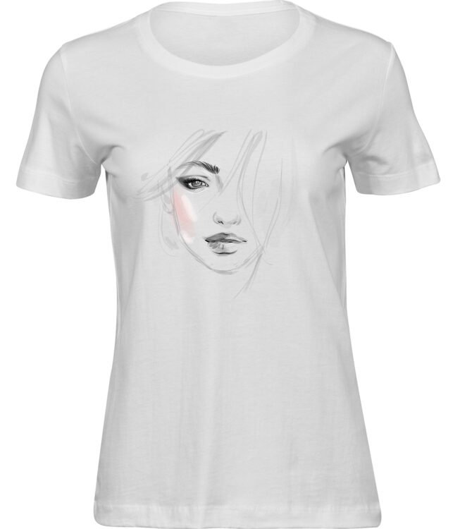 Frauen Weiss T-shirt GESICHTSZEICHNUNG
