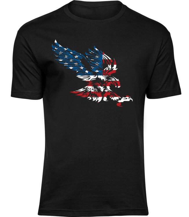 Herren Männer Schwarz T-shirt AMERIKANISCHER ADLER