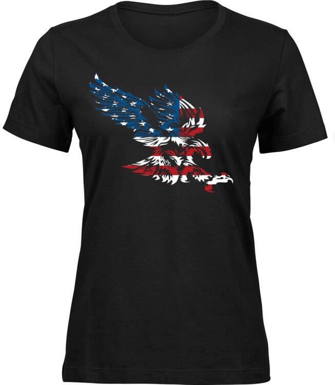 Frauen Schwarz T-shirt AMERIKANISCHER ADLER