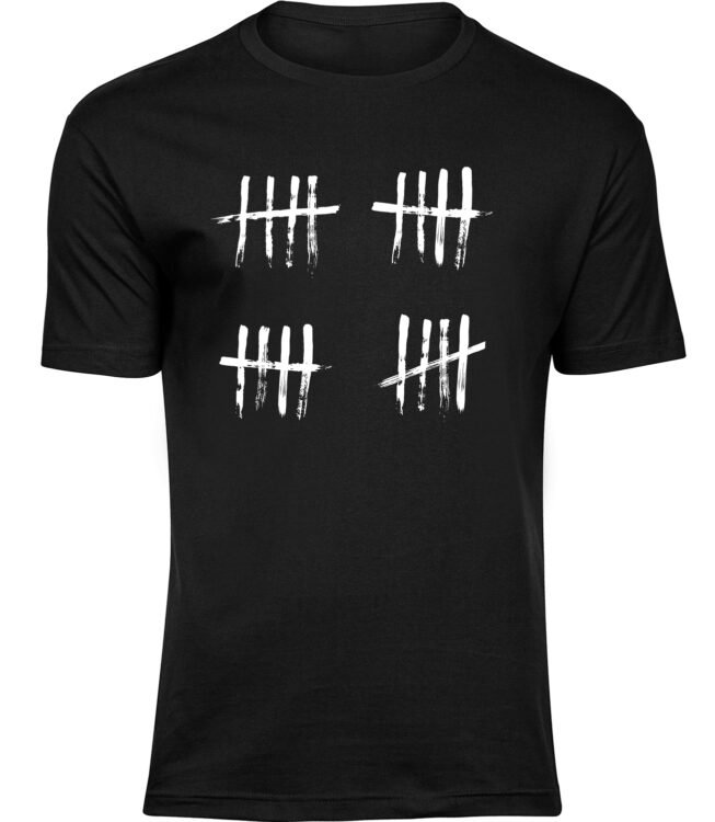 Herren Männer Schwarz T-shirt STRICHLISTE