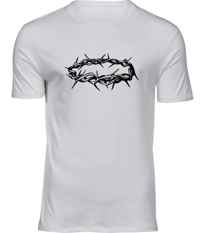 Herren Männer Weiss T-shirt DORNENKRANZ