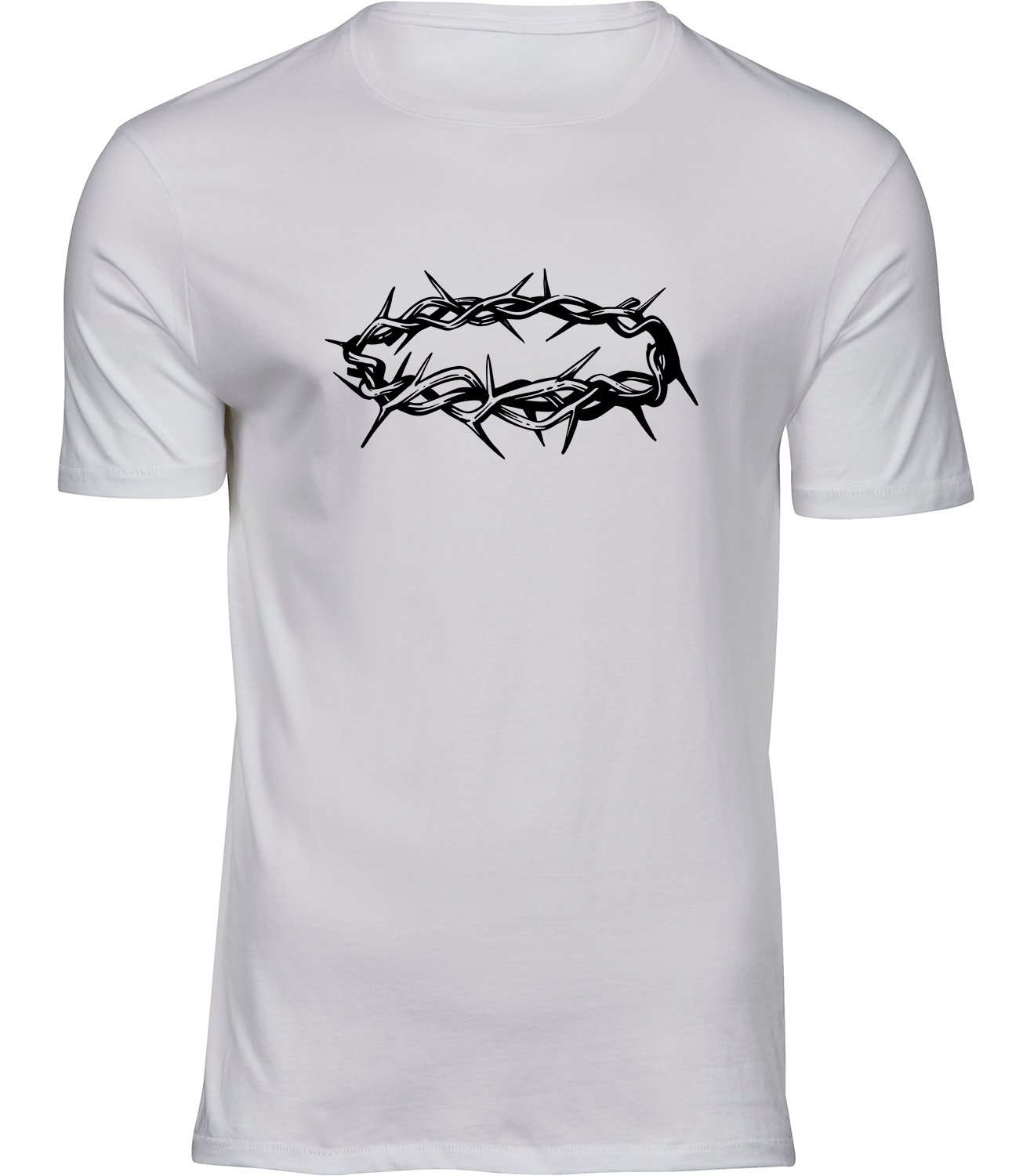 B-397 mw Herren Männer Weiss T-shirt DORNENKRANZ