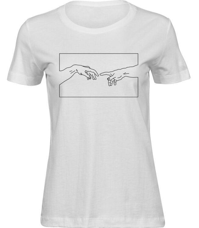 Frauen Weiss T-shirt ERSCHAFFUNG ADAMS