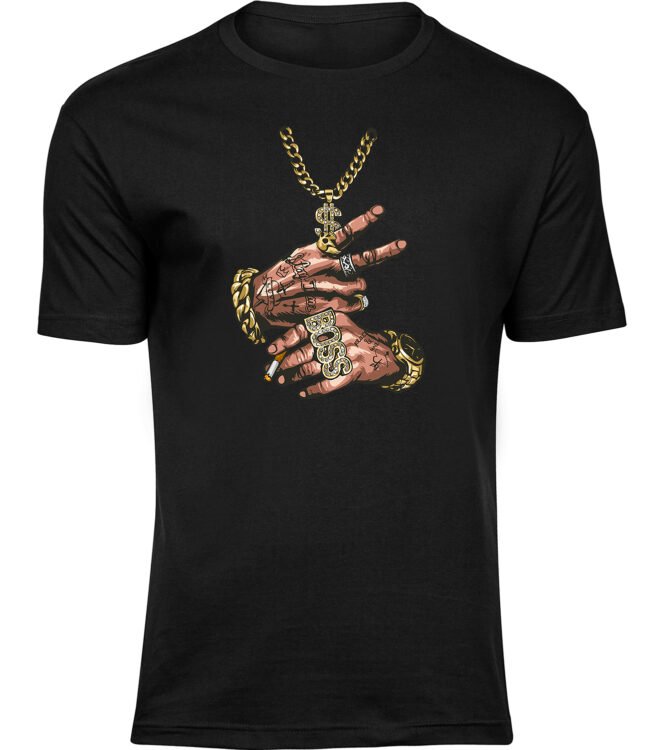 Herren Männer Schwarz T-shirt STRASSENKÖNIG