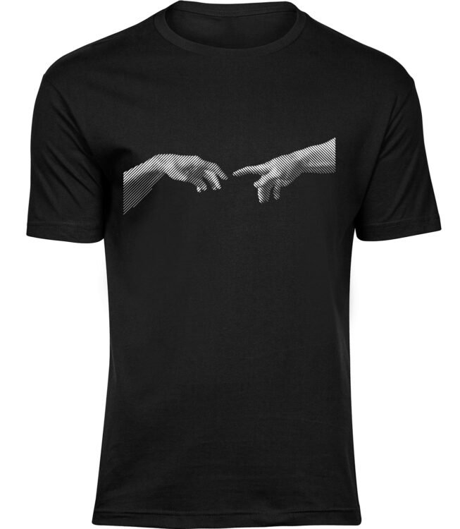 Herren Männer Schwarz T-shirt FINGER GOTTES