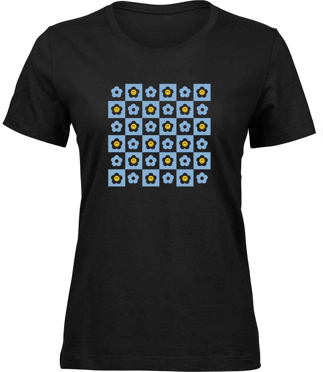 B-422 wb Frauen Schwarz T-shirt LÄCHELN-SPIEL