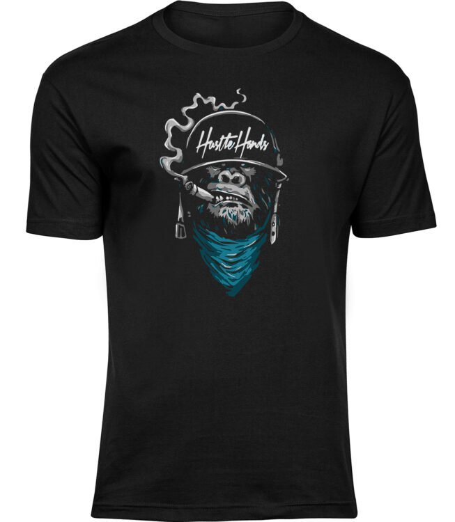 Herren Männer Schwarz T-shirt HUSTLE HANDS