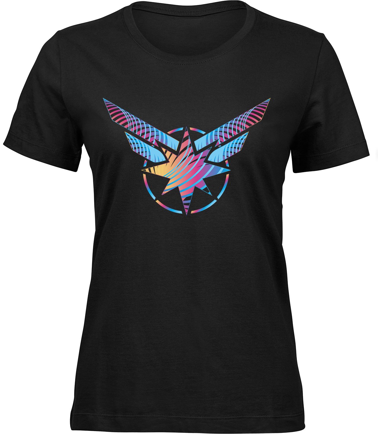 B-440 wb Frauen Schwarz T-shirt WUNDER FRAU