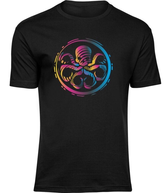 Herren Männer Schwarz T-shirt WUNDER HYDRA