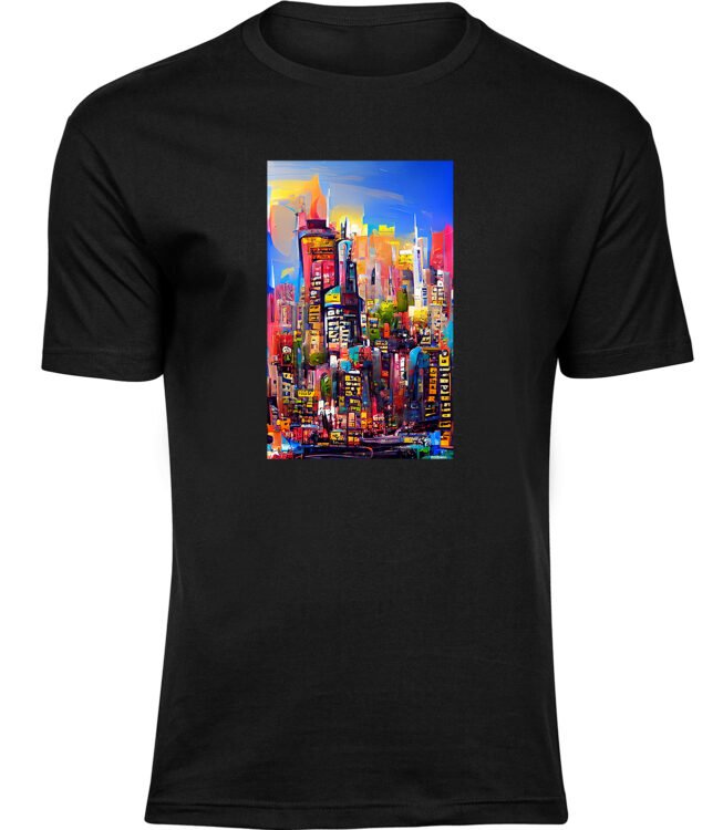 Herren Männer Schwarz T-shirt STADT-MALEREI