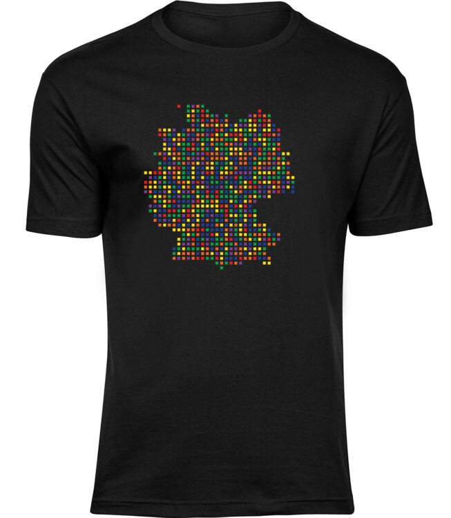 Herren Männer Schwarz T-shirt PIXEL DEUTSCHLAND