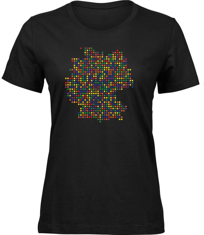 Frauen Schwarz T-shirt PIXEL DEUTSCHLAND