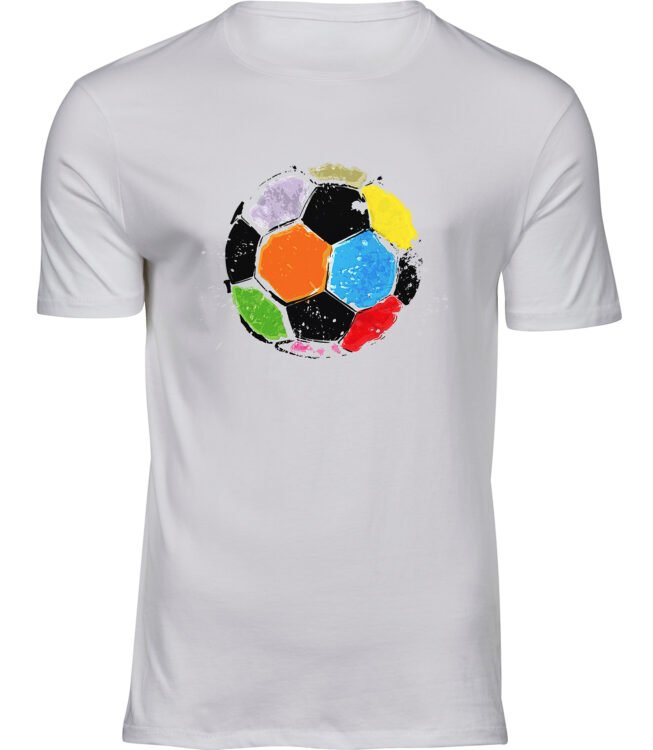 Herren Männer Weiss T-shirt FARBIGER FUSSBALL