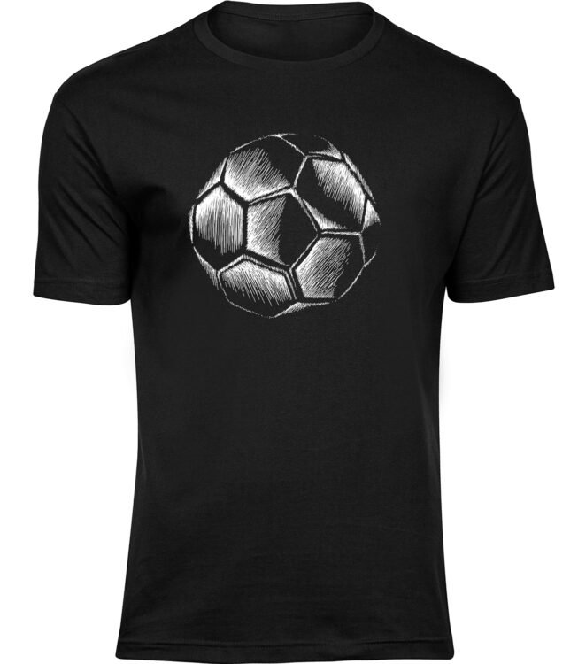 Herren Männer Schwarz T-shirt FUßBALL ZEICHNUNG