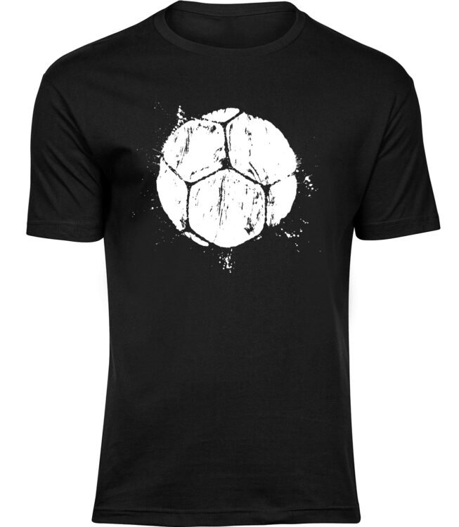 Herren Männer Schwarz T-shirt FUSSBALL ABDRUCK