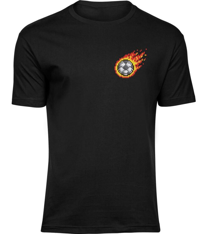 Herren Männer Schwarz T-shirt BRENNENDER FUSSBALL