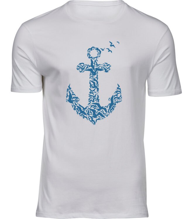 Herren Männer Weiss T-shirt MÖWE ANKER