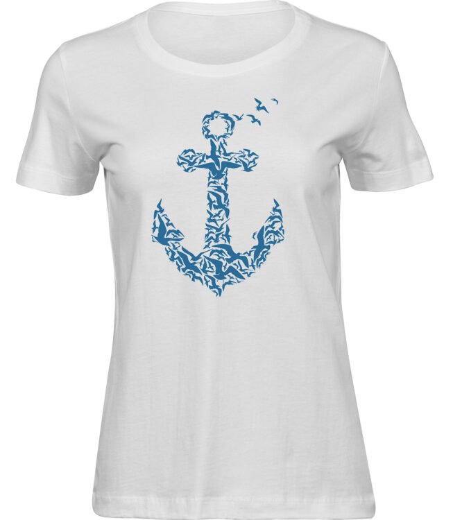 Frauen Weiss T-shirt MÖWE ANKER