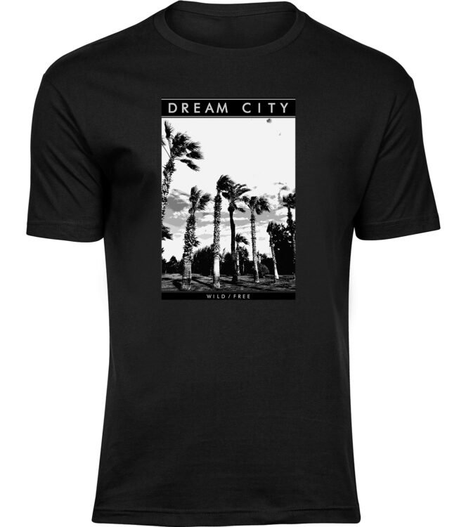 Herren Männer Schwarz T-shirt DREAM CITY