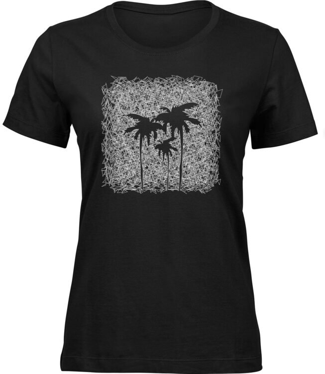 Frauen Schwarz T-shirt PALMFILZ