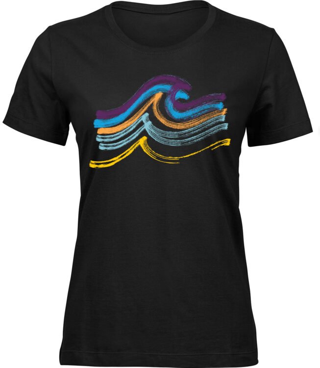Frauen Schwarz T-shirt WELLENBÜRSTE