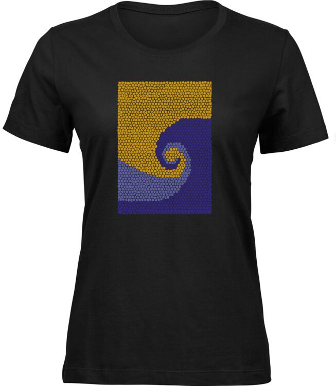 Frauen Schwarz T-shirt WELLENMOSAIK