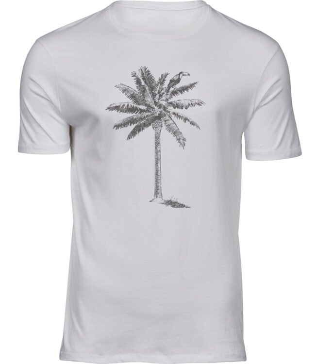 Herren Männer Weiss T-shirt TUKAN PALME