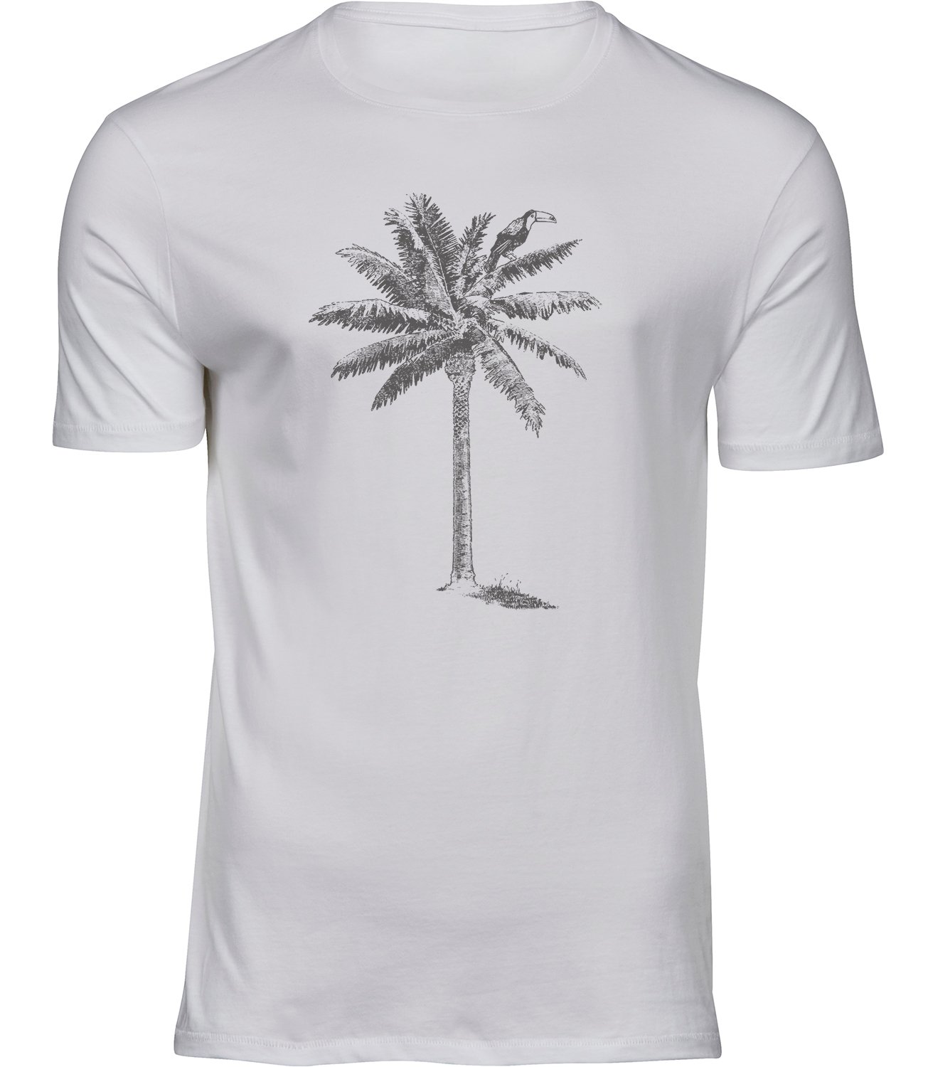 E-128 mw Herren Männer Weiss T-shirt TUKAN PALME