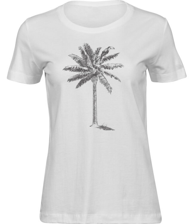 Frauen Weiss T-shirt TUKAN PALME