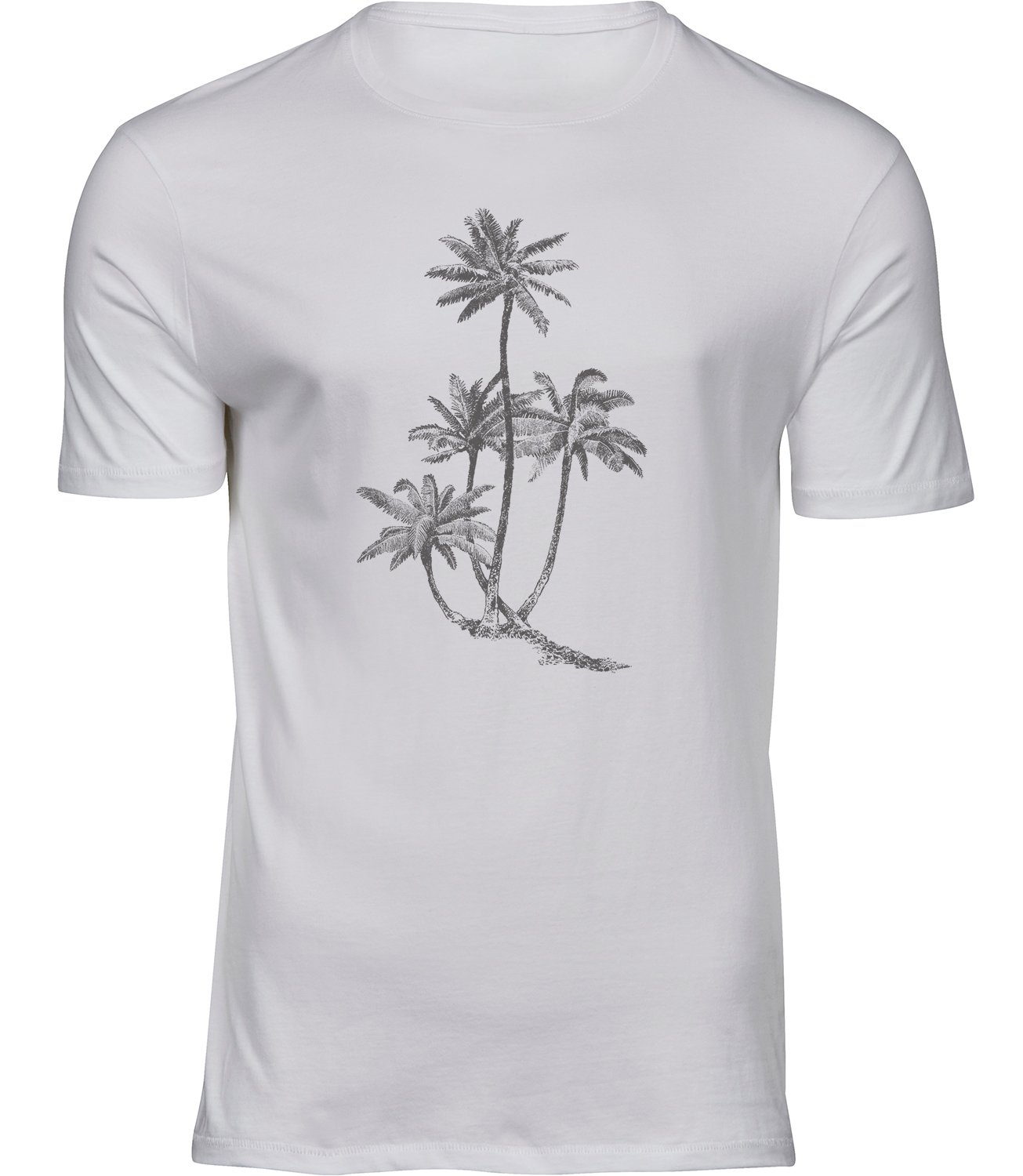 E-129 mw Herren Männer Weiss T-shirt WACHSENDE PALMEN