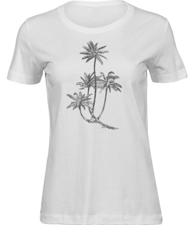 Frauen Weiss T-shirt WACHSENDE PALMEN