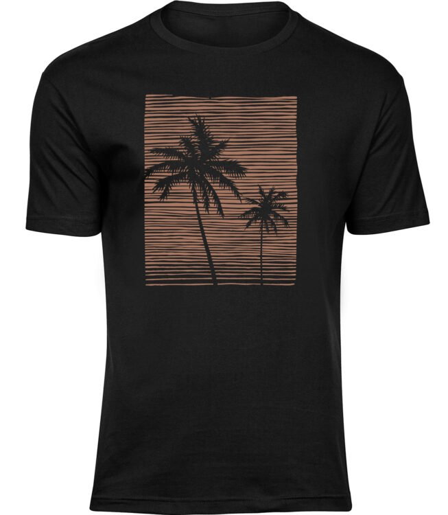 Herren Männer Schwarz T-shirt PALMEN HINTERGRUND