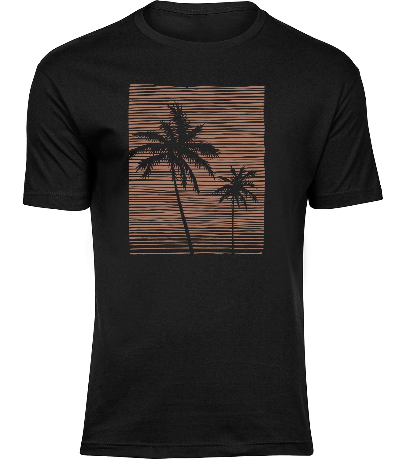 E-132-0 mb Herren Männer Schwarz T-shirt PALMEN HINTERGRUND