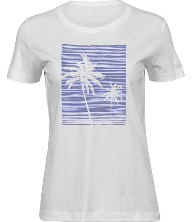 Frauen Weiss T-shirt PALMEN HINTERGRUND
