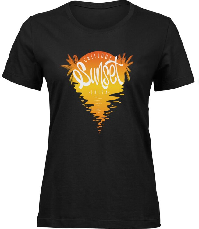 Frauen Schwarz T-shirt IBIZA SUNSET
