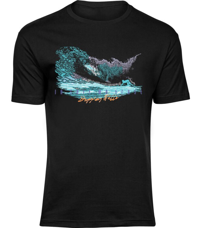 Herren Männer Schwarz T-shirt WELLENWAND
