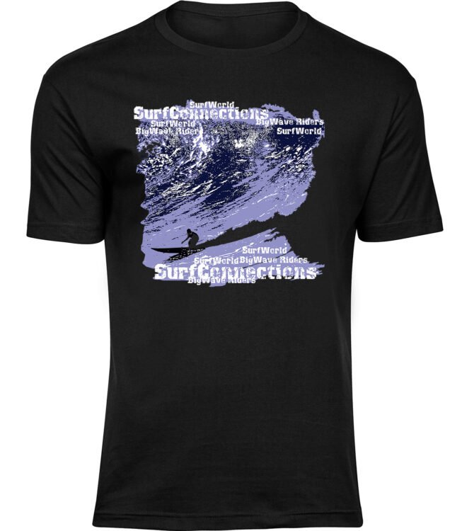 Herren Männer Schwarz T-shirt WELLENREITER