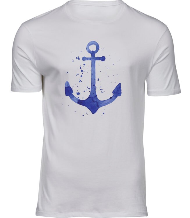 Herren Männer Weiss T-shirt AQUARELL ANKER