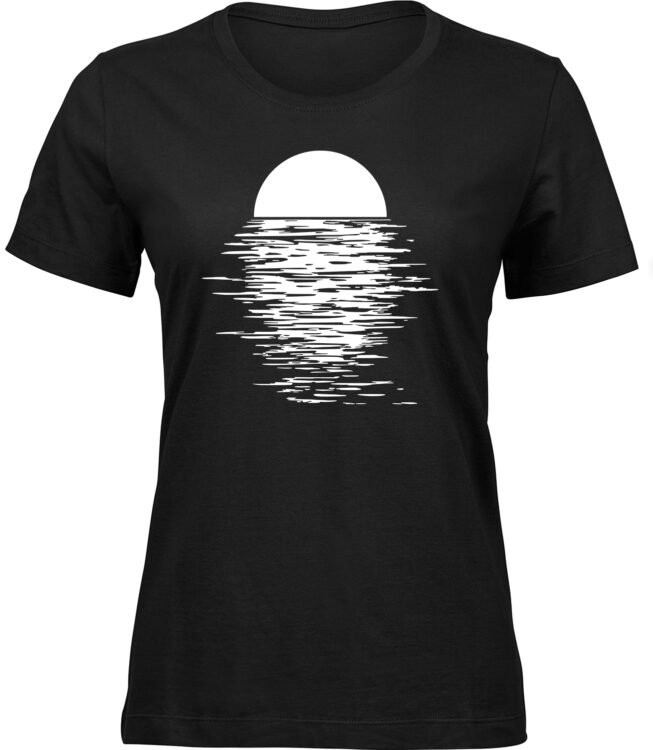Frauen Schwarz T-shirt OZEAN MONDLICHT