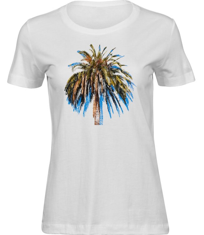 Frauen Weiss T-shirt TROPISCHE PALME
