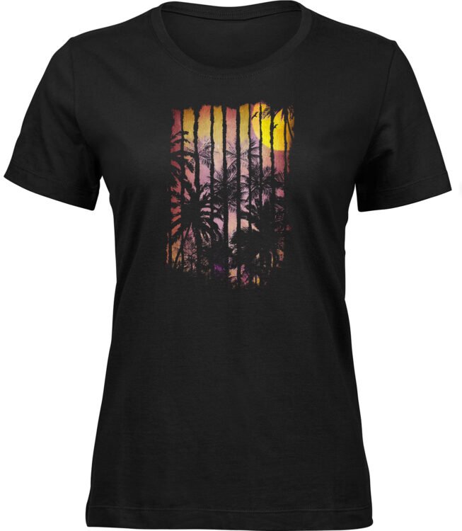 Frauen Schwarz T-shirt PALMENDSCHUNGEL