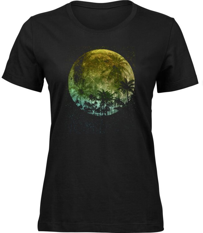 Frauen Schwarz T-shirt PALMENMOND